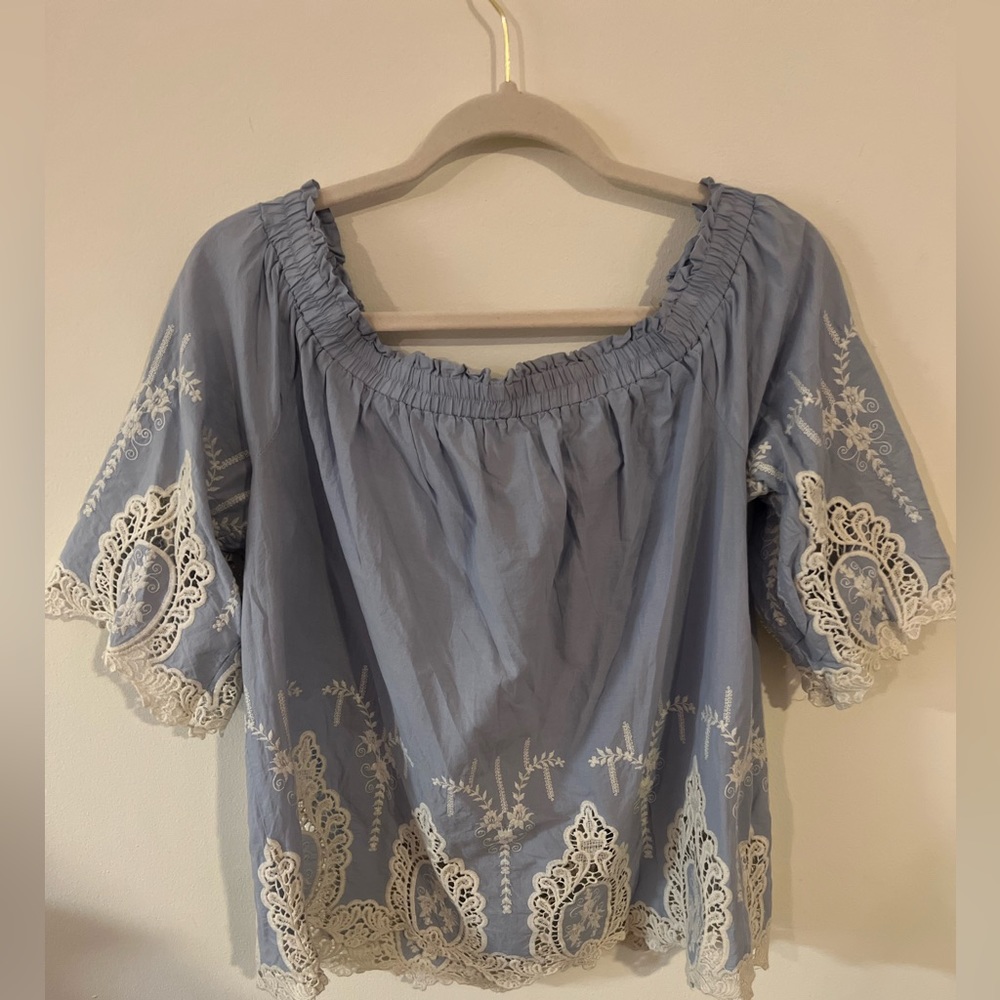 Plus| Off-Shoulder Blue Lace